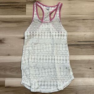 Empyre Lace Cream and Pink Tank Top Women’s Large